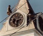Roof Slate on Clock Tower Repair, Replace Copper Flashing